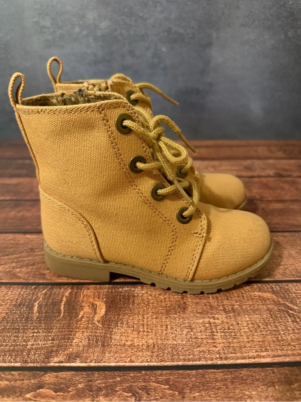 Old Navy Kids Mustard Canvas Lace-Up Boots
